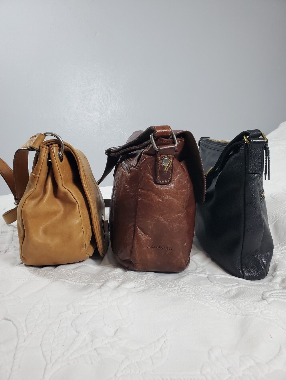 3 Women’s Leather Crossbody Bags - Fossil Black, Jack George Brown, Born Tan - Picture 4 of 16